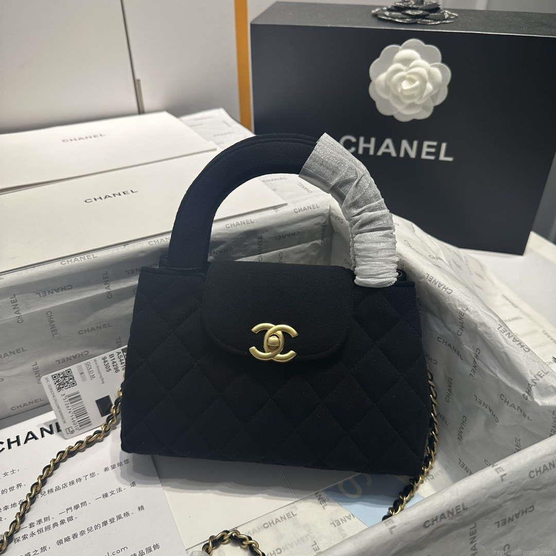 Chanel AS4416 Mini Shopping Bag Velvet gold tone metal Black