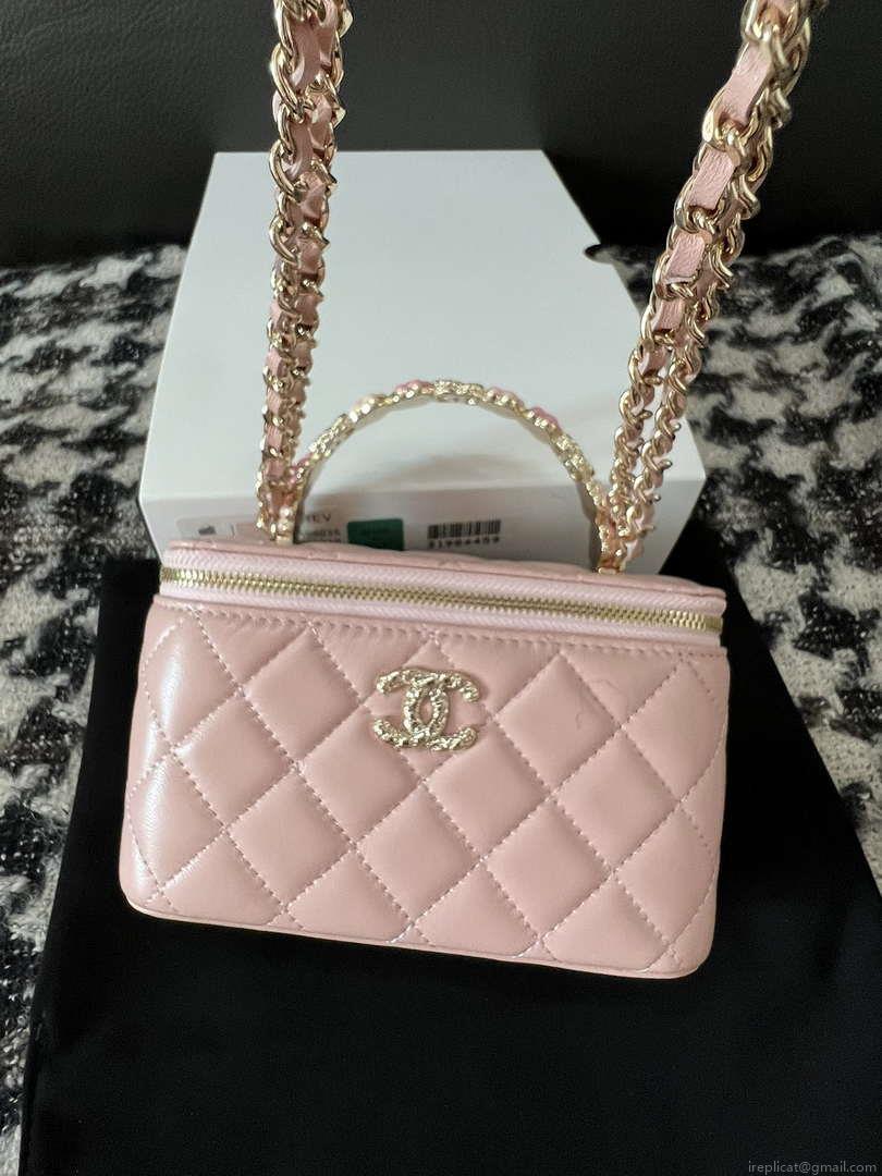Chanel A96035 CLUTCH Lambskin Vanity Box bag Pink
