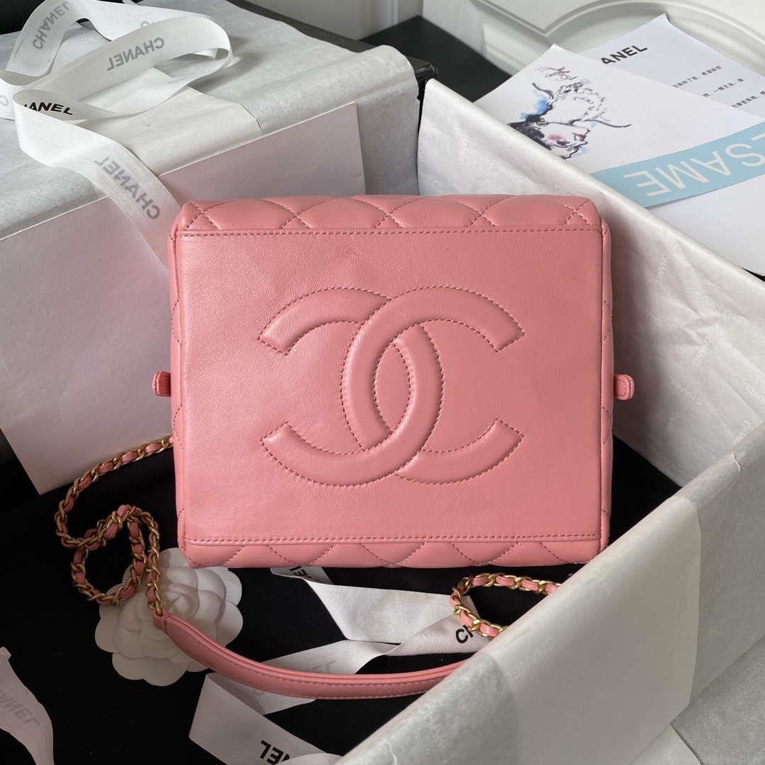 Chanel AS4201 Bag With Top Handle Calfskin Pink