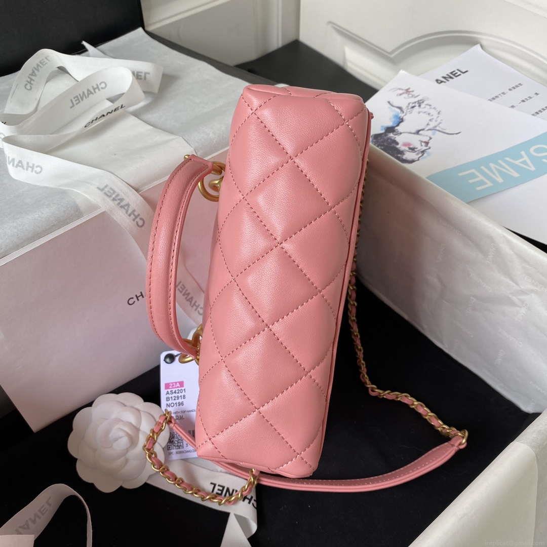 Chanel AS4201 Bag With Top Handle Calfskin Pink