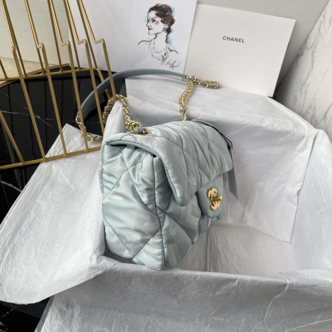 Chanel AS1115 Small Flap bag Satin fabric Light blue