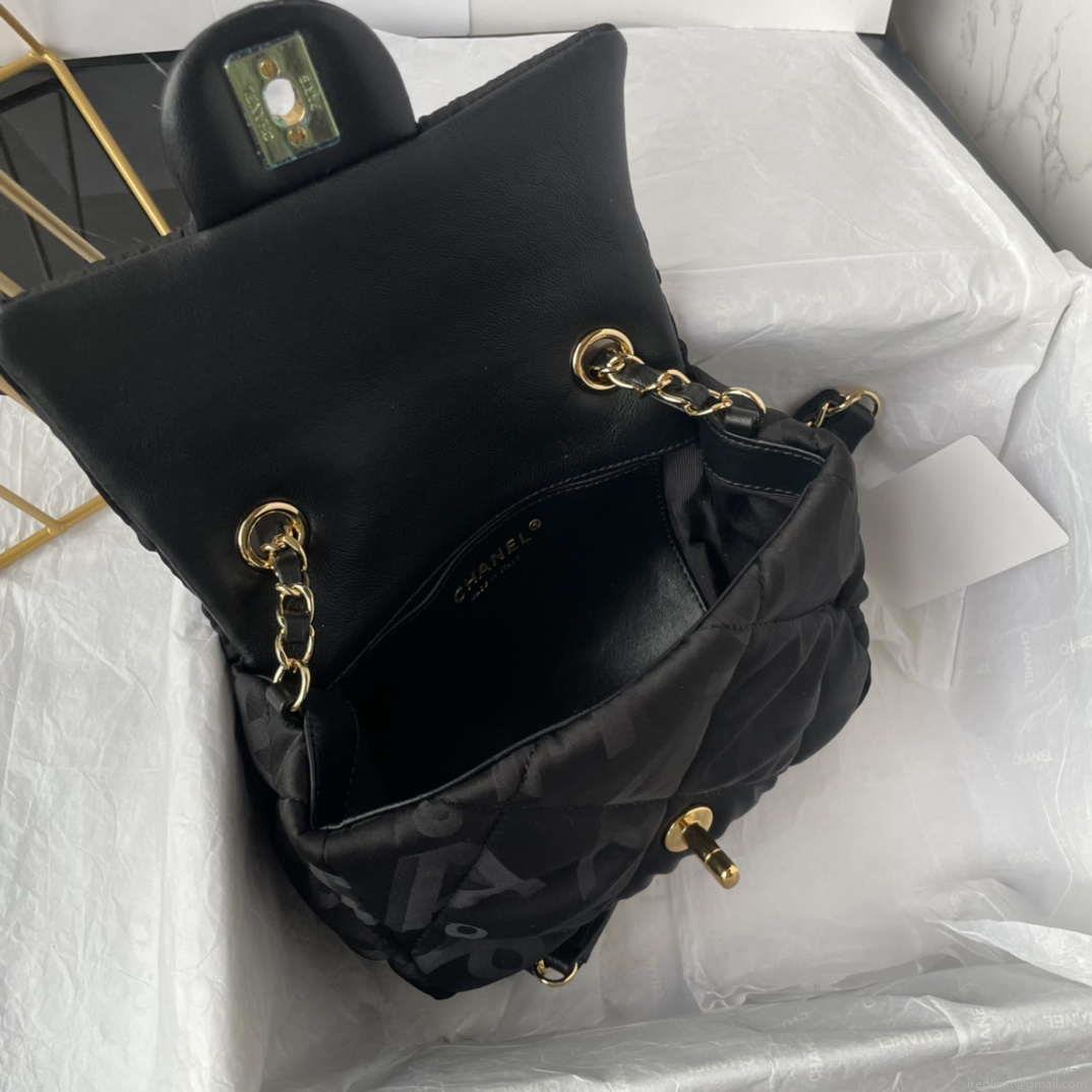 Chanel AS1115 Small Flap bag Satin fabric Black