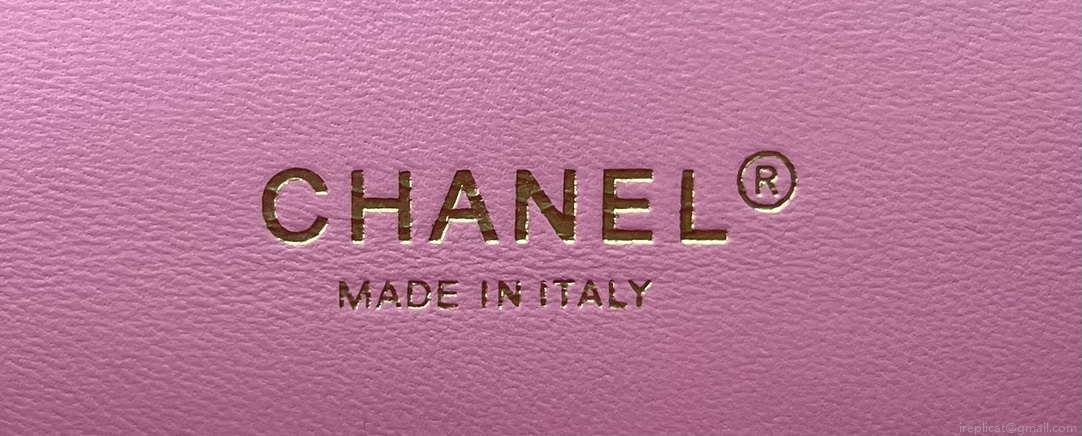 Chanel A01112 Flap Classic Handbag Woolen & Gold-Tone Metal Pink