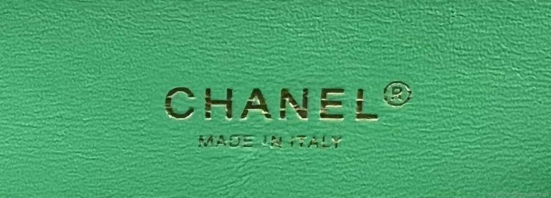Chanel A01112 Flap Classic Handbag Woolen & Gold-Tone Metal Green