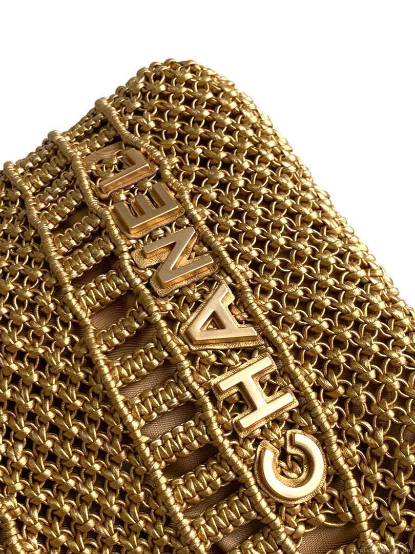 Chanel 22 AS3980 Mini Handbag Calfskin knotted lace gold-tone metal Gold
