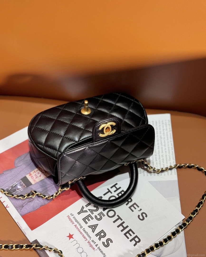 Chanel AS4573 Small Bag With Top Handle Pearly Lambskin & Gold-Tone Metal Black