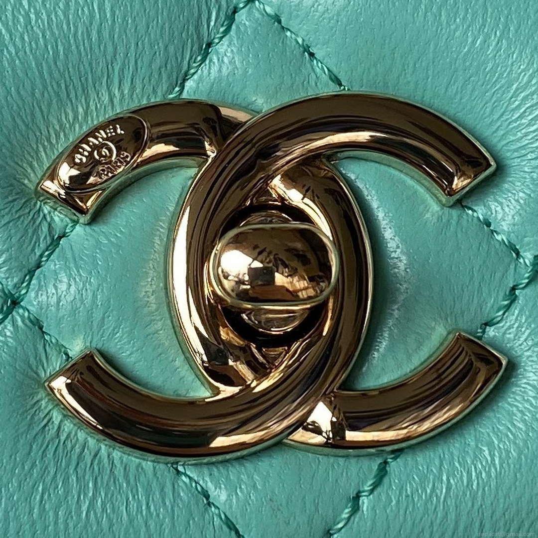 Chanel AS4654 Trendy CC Flap Bag With Top Handle Lambskin & Gold-Tone Metal Blue