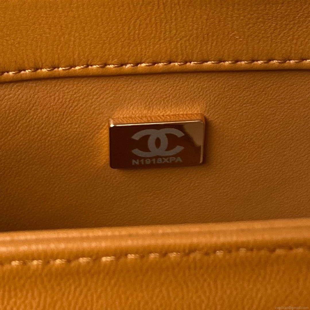 Chanel AS4654 Trendy CC Flap Bag With Top Handle Lambskin & Gold-Tone Metal Orange