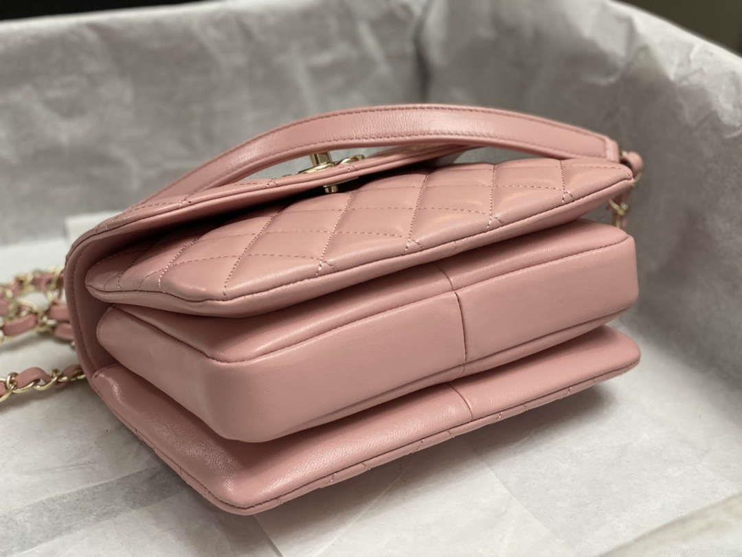Chanel AS4654 Trendy CC Flap Bag With Top Handle Pink Lambskin Multicolor Logo