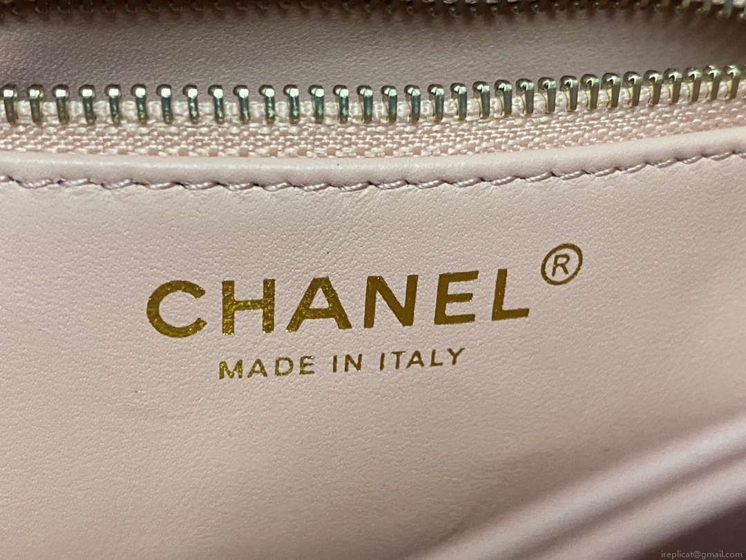Chanel AS4654 Trendy CC Flap Bag With Top Handle Pink Lambskin Multicolor Logo