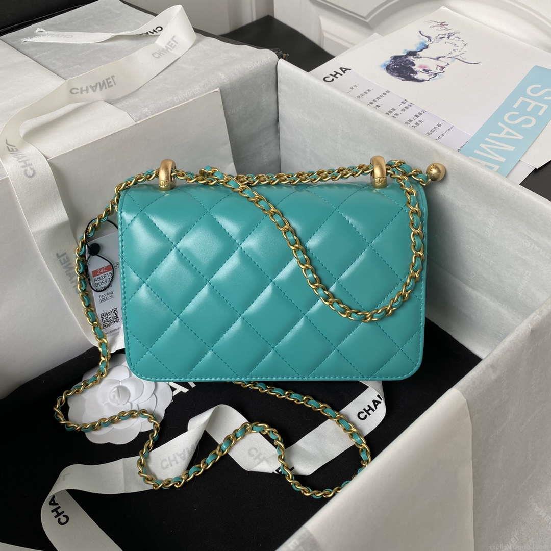 Chanel AS2615 Woc Wallet on Chain with Gold Charm Mini Vintage Calfskin Bag