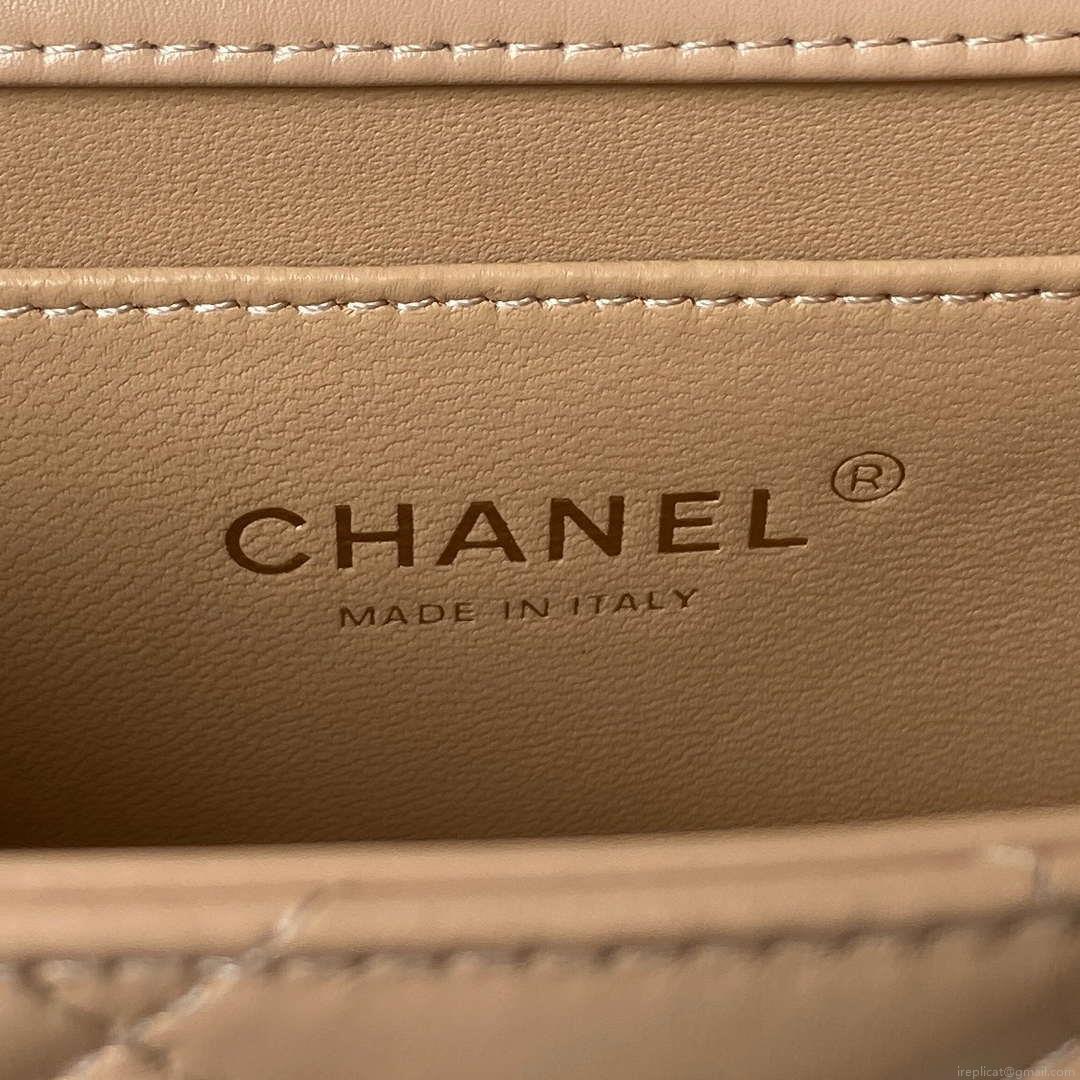 Chanel AS2615 Woc Wallet on Chain with Gold Charm Mini Vintage Calfskin Bag Apricot