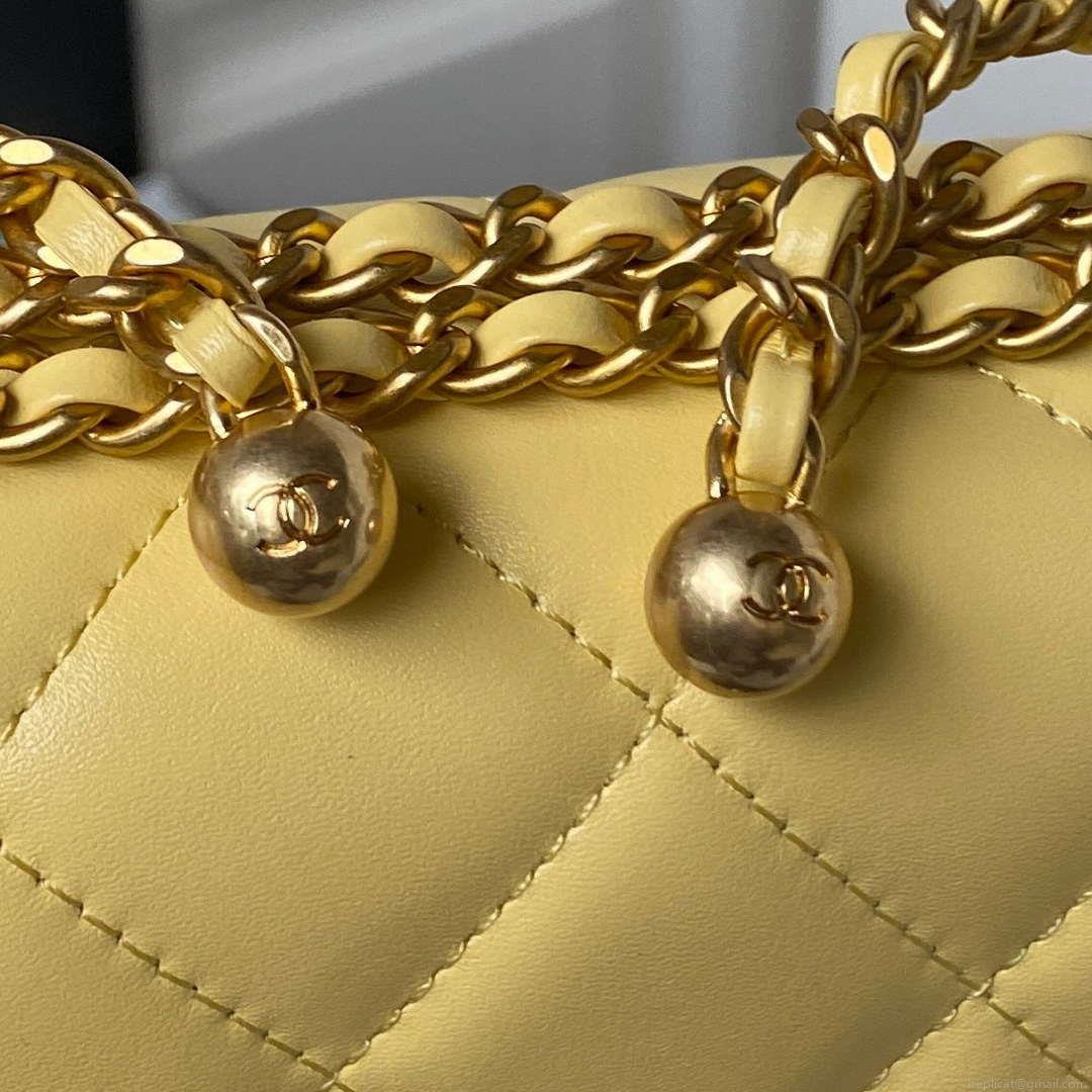 Chanel AS2649 Woc Wallet on Chain with Gold Charm Small Vintage Calfskin Bag Yellow