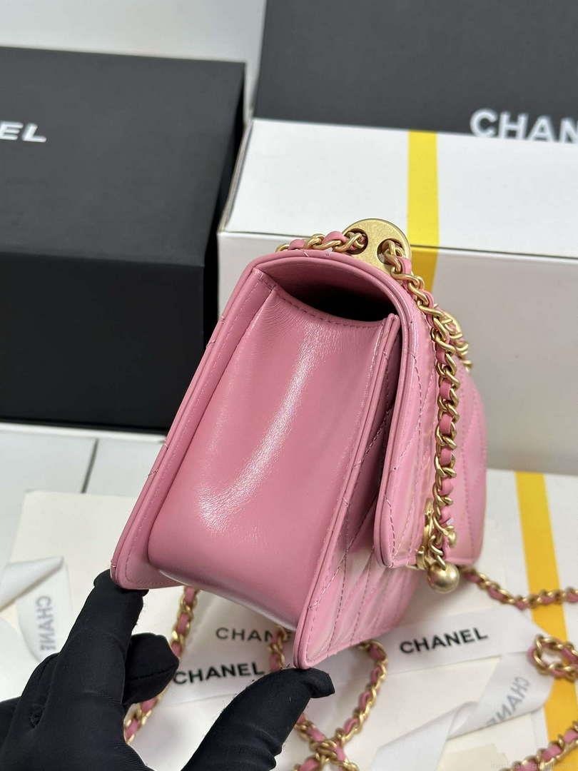 Chanel AS2615 Woc Wallet on Chain with Gold Charm Mini Vintage Calfskin Bag Pink