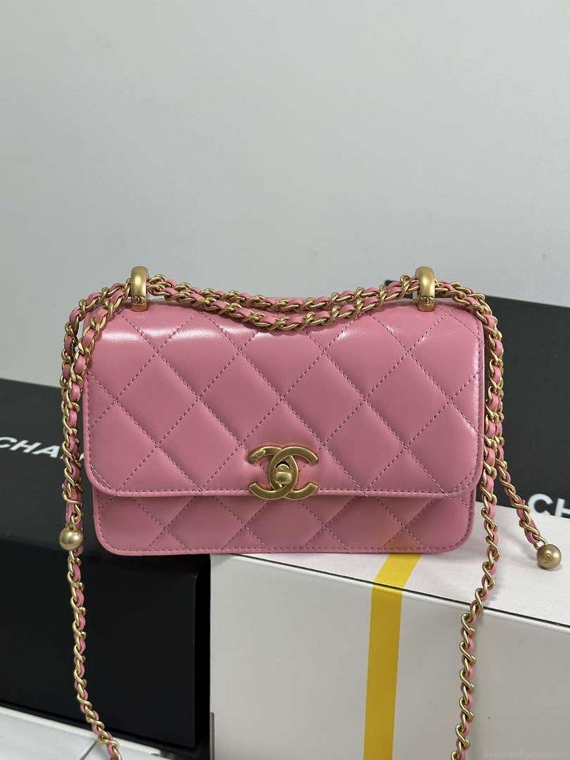 Chanel AS2615 Woc Wallet on Chain with Gold Charm Mini Vintage Calfskin Bag Pink