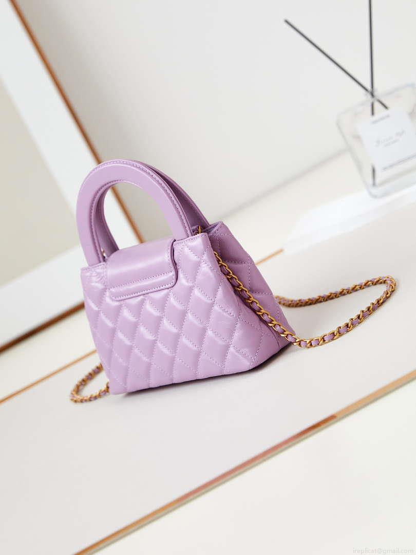 Chanel AS4416 Mini Shopping Bag shiny aged Calfskin gold tone metal Purple