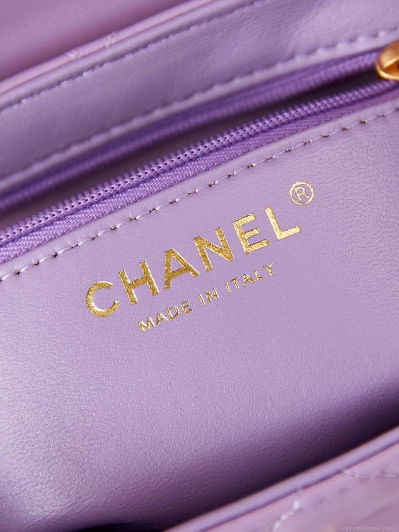 Chanel AS4416 Mini Shopping Bag shiny aged Calfskin gold tone metal Purple