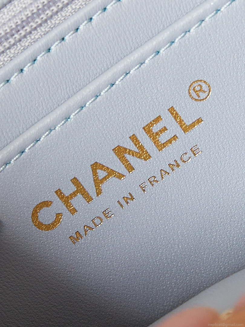 Chanel AS4711 Kelly Bag Calfskin gold tone metal Light Blue