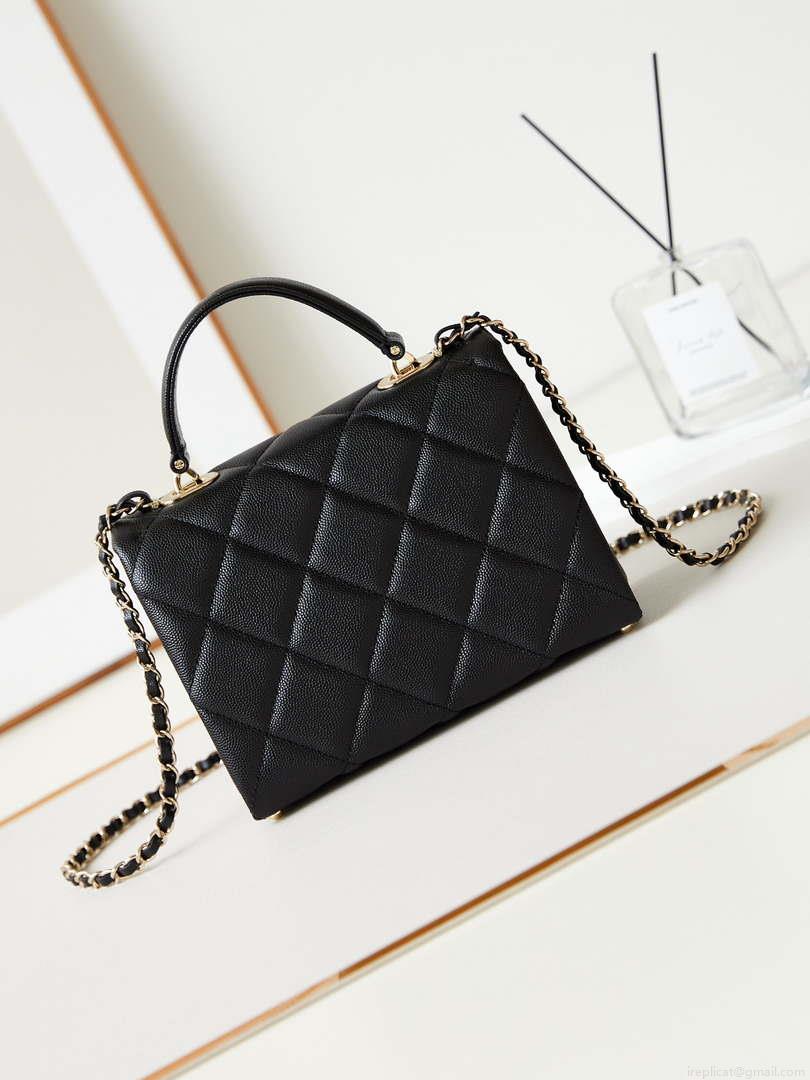 Chanel AS4711 Kelly Bag Calfskin gold tone metal Black