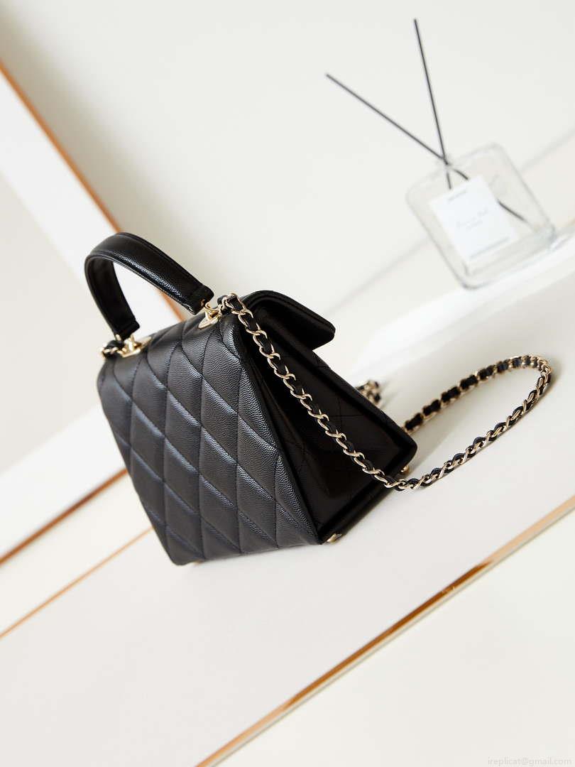 Chanel AS4711 Kelly Bag Calfskin gold tone metal Black