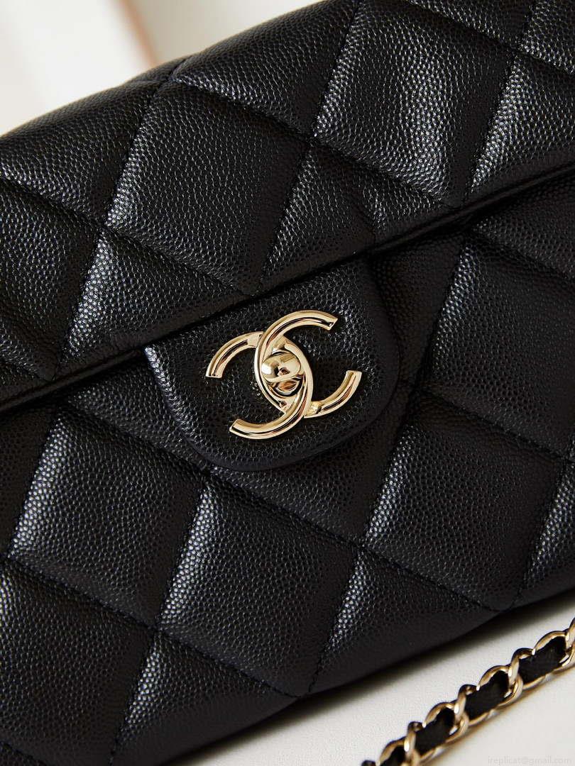 Chanel AS4711 Kelly Bag Calfskin gold tone metal Black