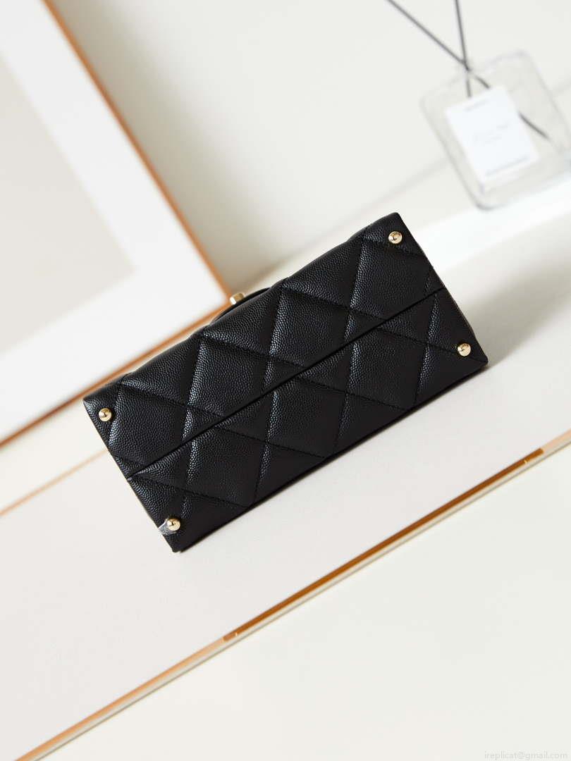 Chanel AS4711 Kelly Bag Calfskin gold tone metal Black