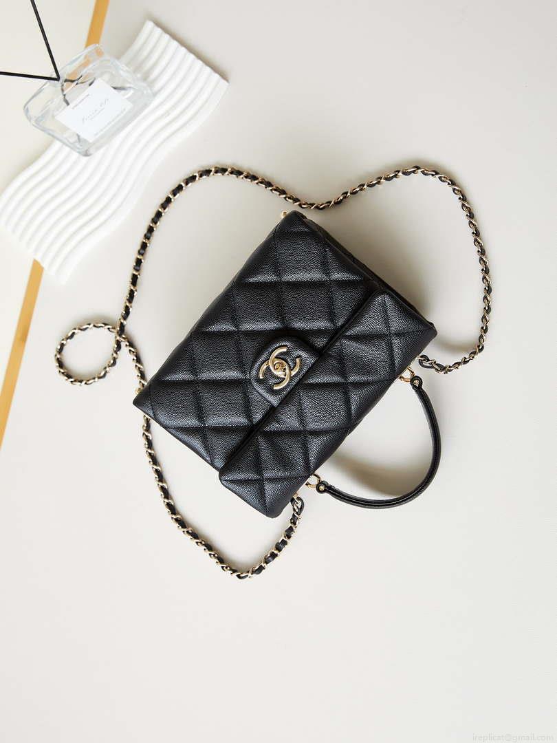 Chanel AS4711 Kelly Bag Calfskin gold tone metal Black