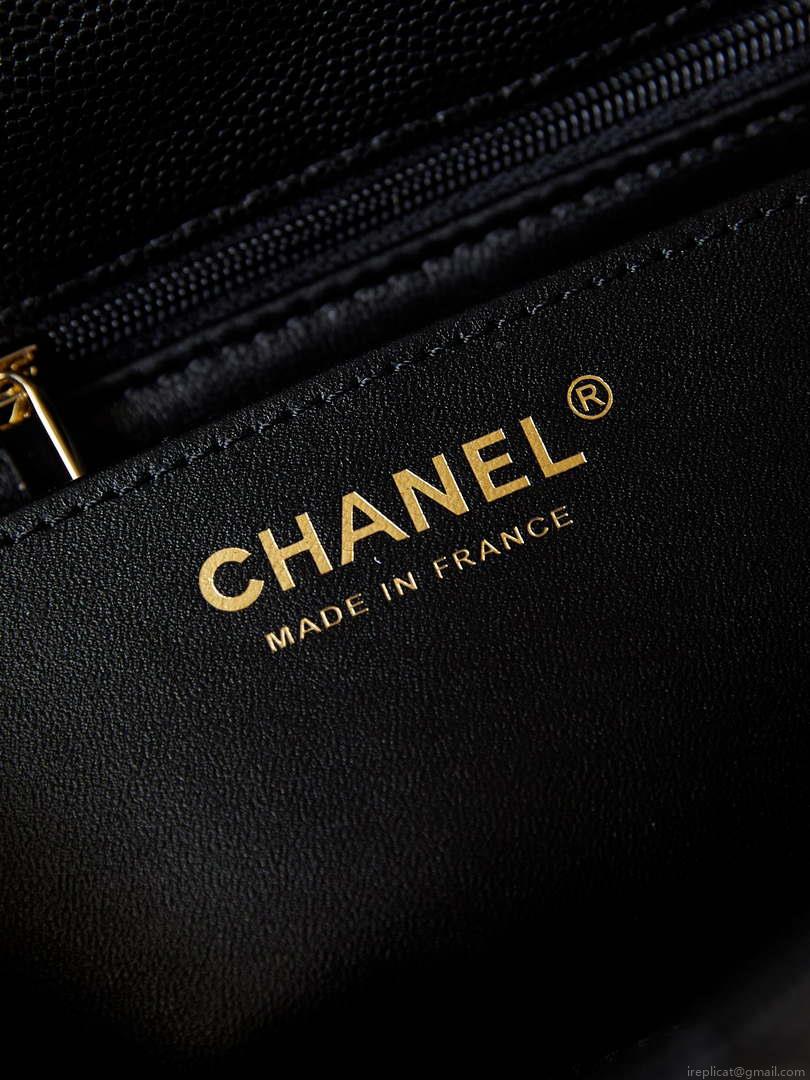 Chanel AS4711 Kelly Bag Calfskin gold tone metal Black