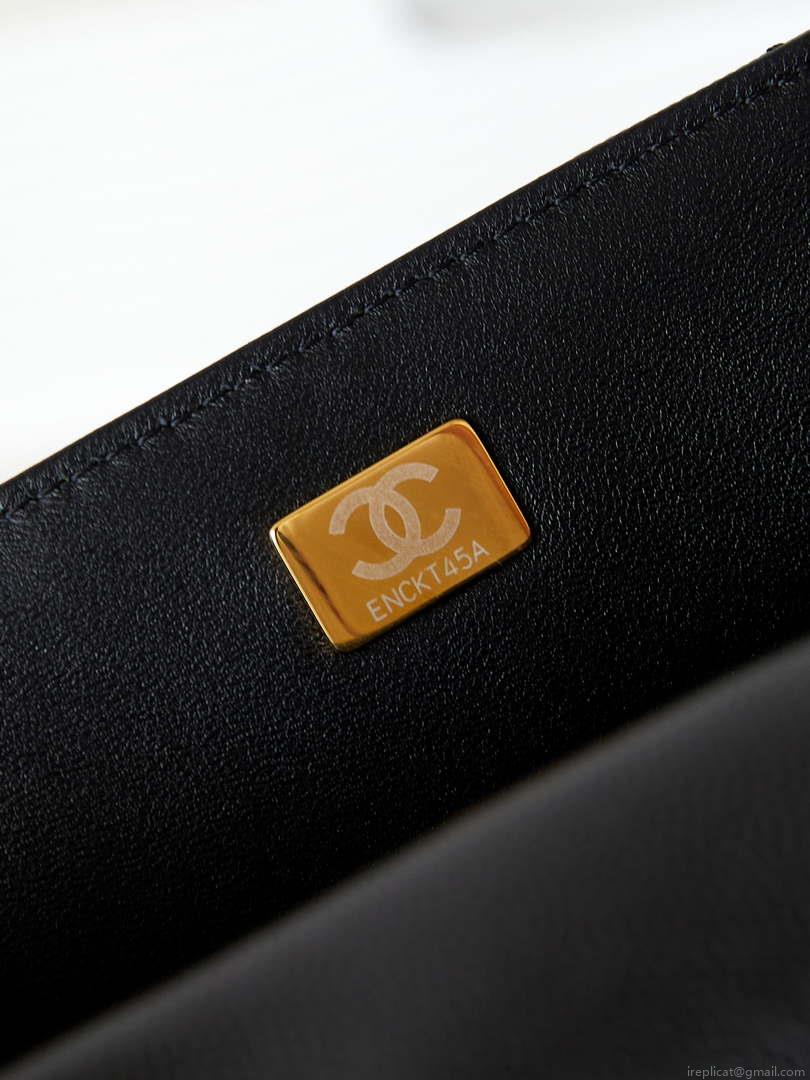 Chanel AS4711 Kelly Bag Calfskin gold tone metal Black