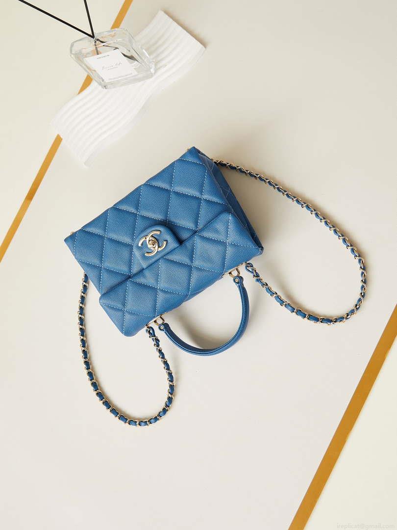 Chanel AS4711 Kelly Bag Calfskin gold tone metal Blue