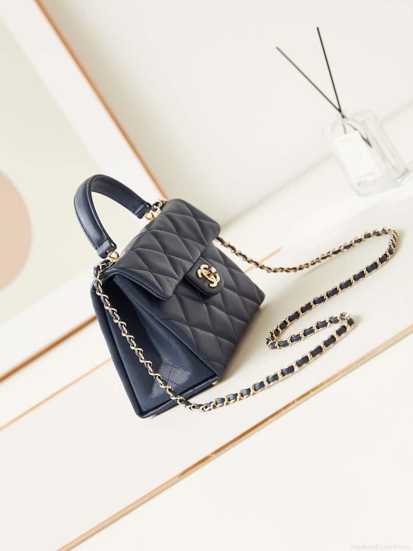 Chanel AS4711 Kelly Bag Calfskin gold tone metal Navy Blue