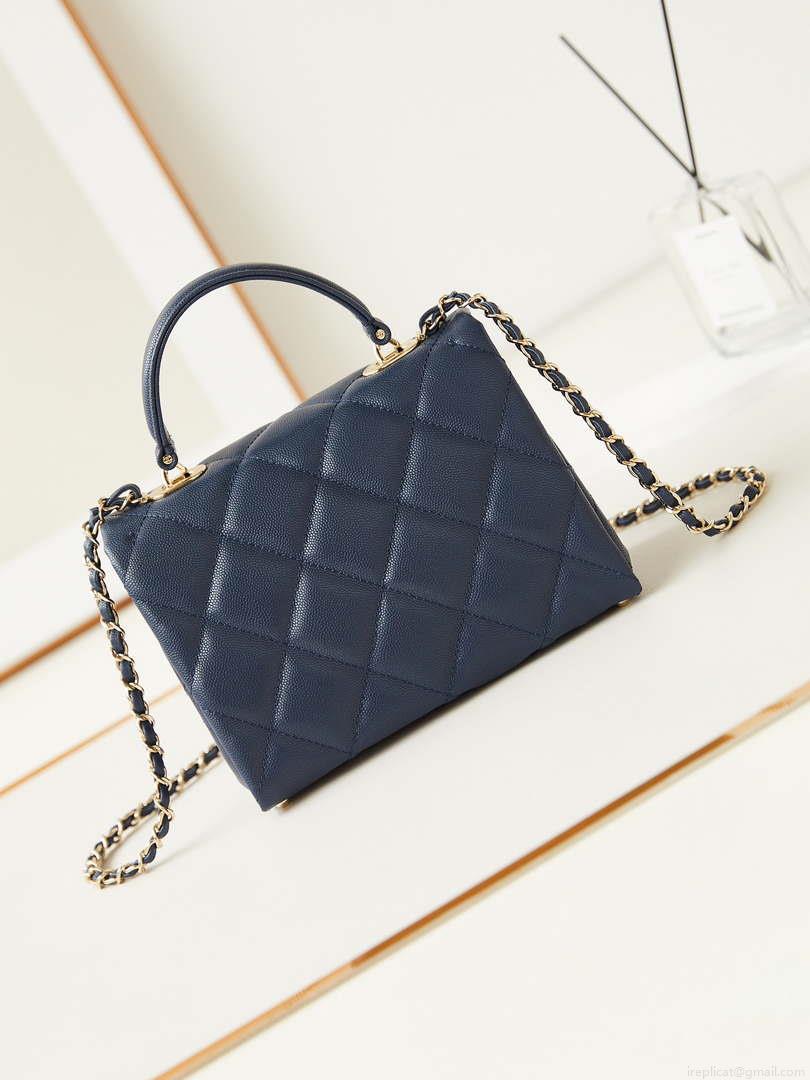 Chanel AS4711 Kelly Bag Calfskin gold tone metal Navy Blue