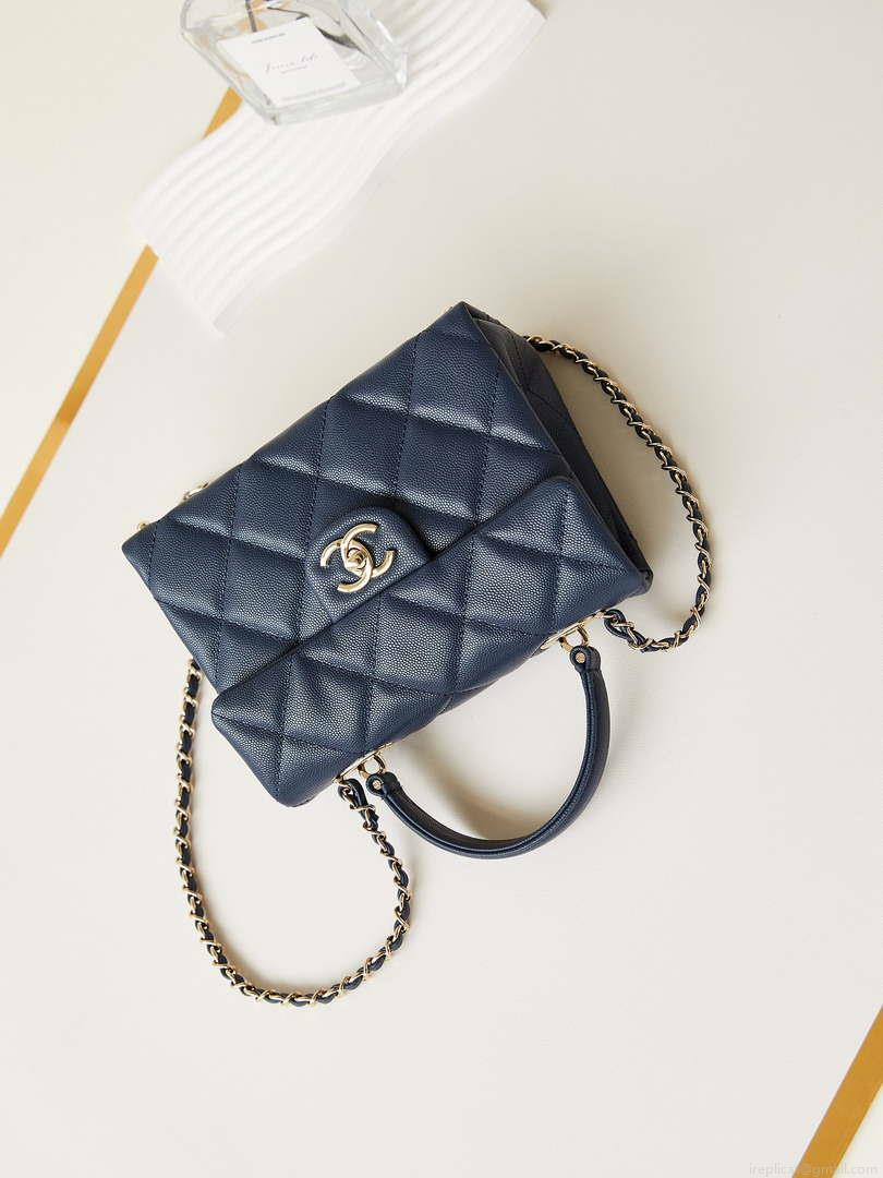 Chanel AS4711 Kelly Bag Calfskin gold tone metal Navy Blue