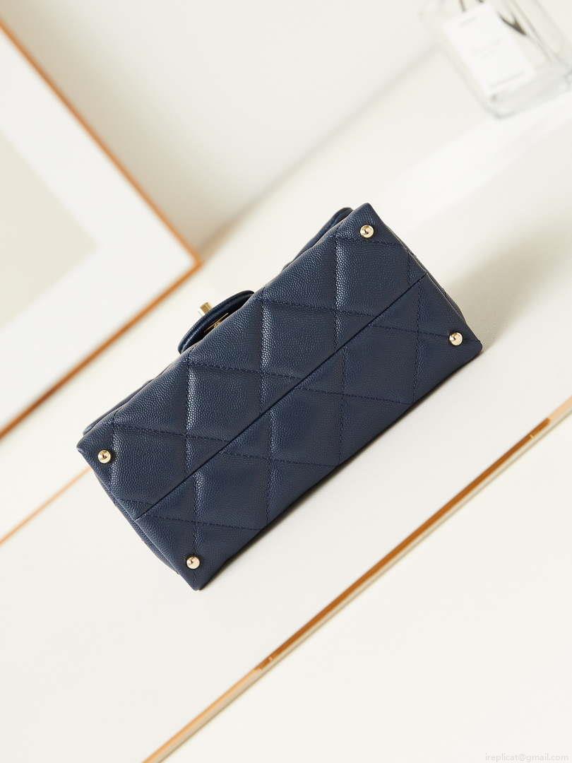 Chanel AS4711 Kelly Bag Calfskin gold tone metal Navy Blue