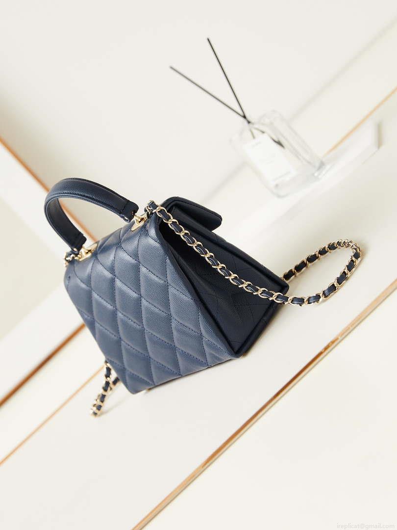 Chanel AS4711 Kelly Bag Calfskin gold tone metal Navy Blue