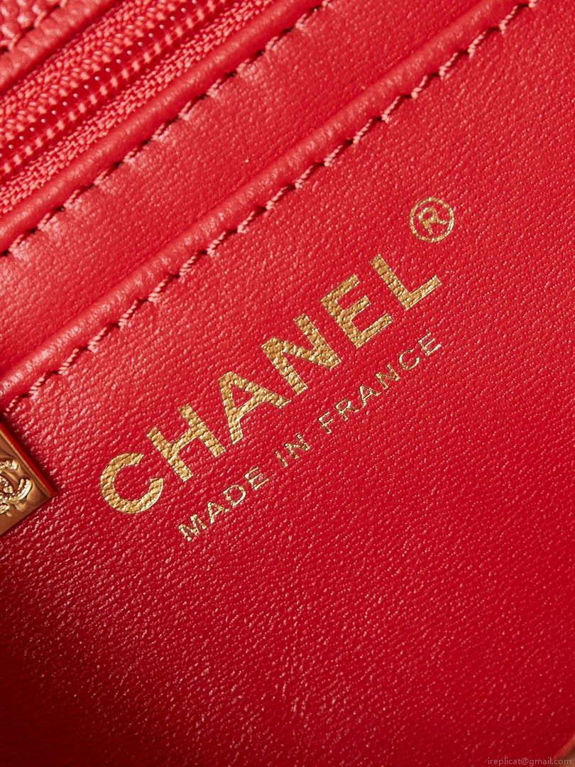 Chanel AS4711 Kelly Bag Calfskin gold tone metal Red