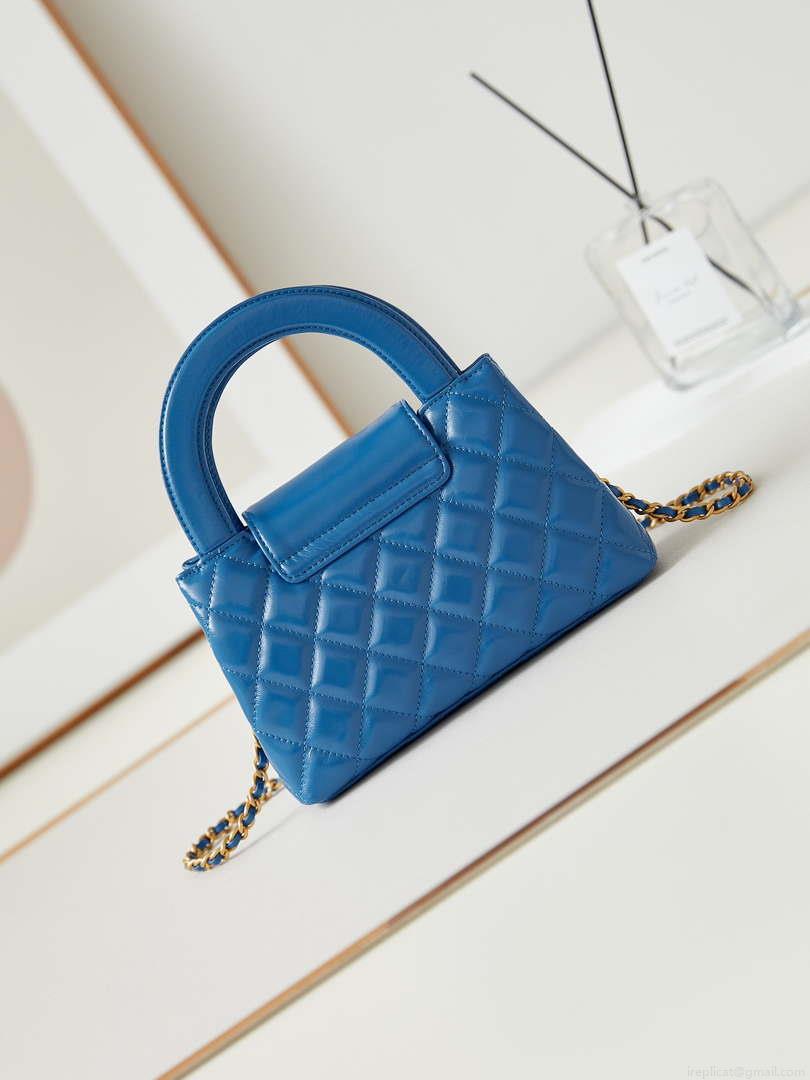 Chanel AS4416 Mini Shopping Bag shiny aged Calfskin gold tone metal Electric blue