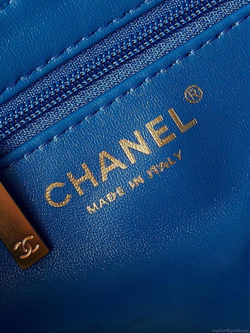 Chanel AS4416 Mini Shopping Bag shiny aged Calfskin gold tone metal Electric blue