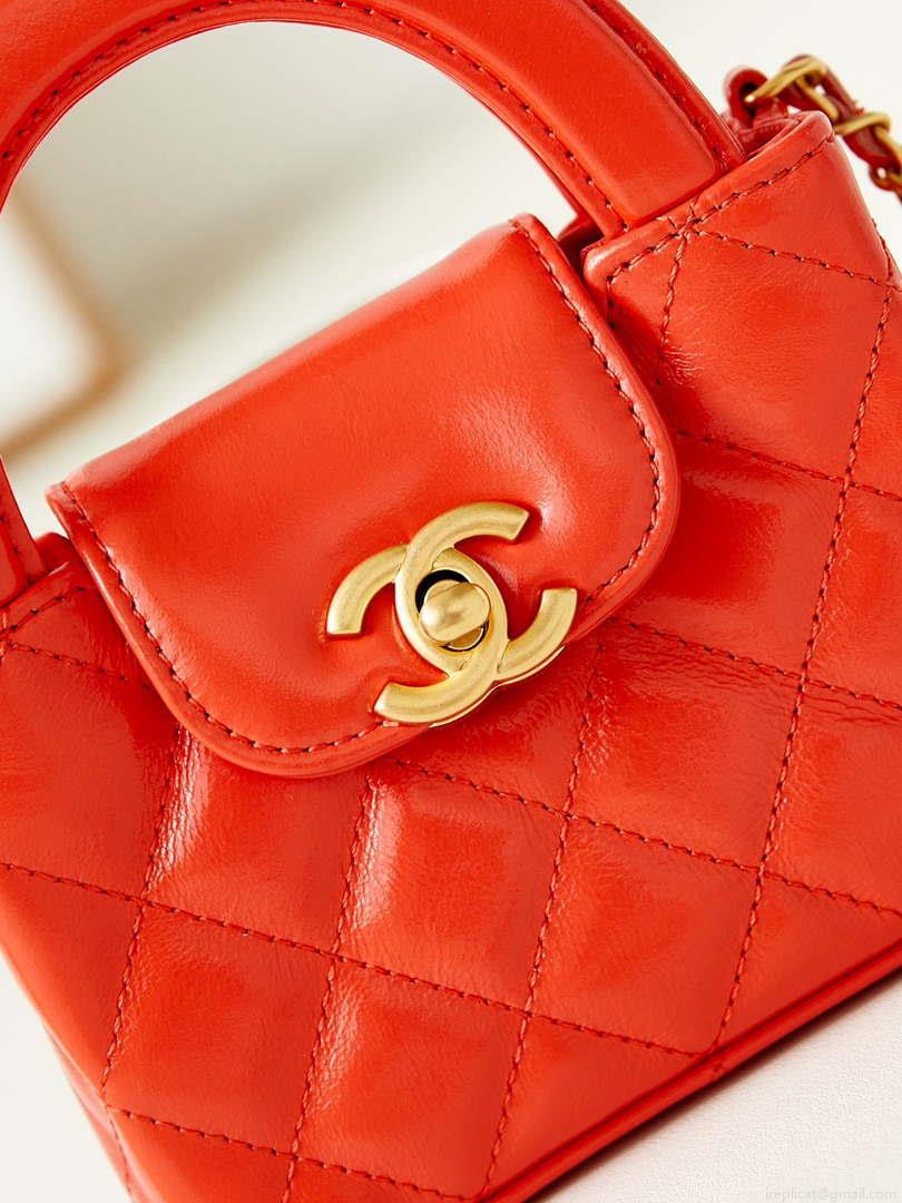 Chanel AP3435 Shiny Aged calfskin & gold-tone metal Orange Red