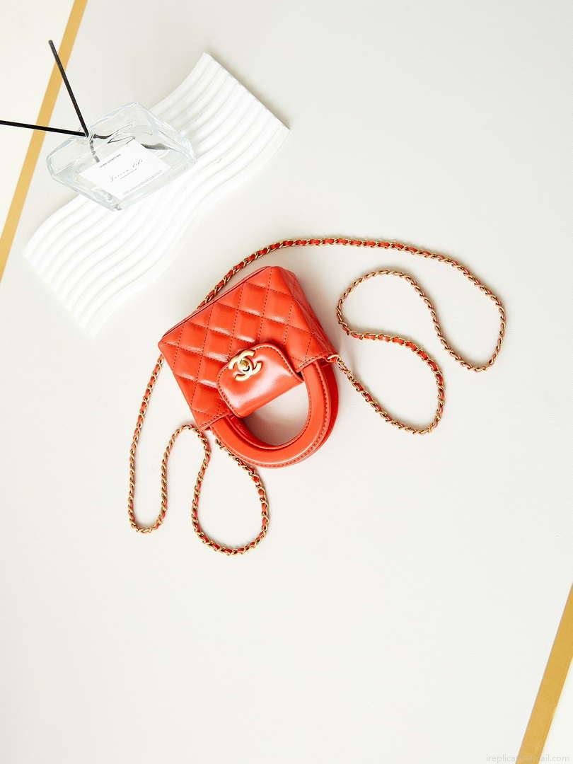 Chanel AP3435 Shiny Aged calfskin & gold-tone metal Orange Red
