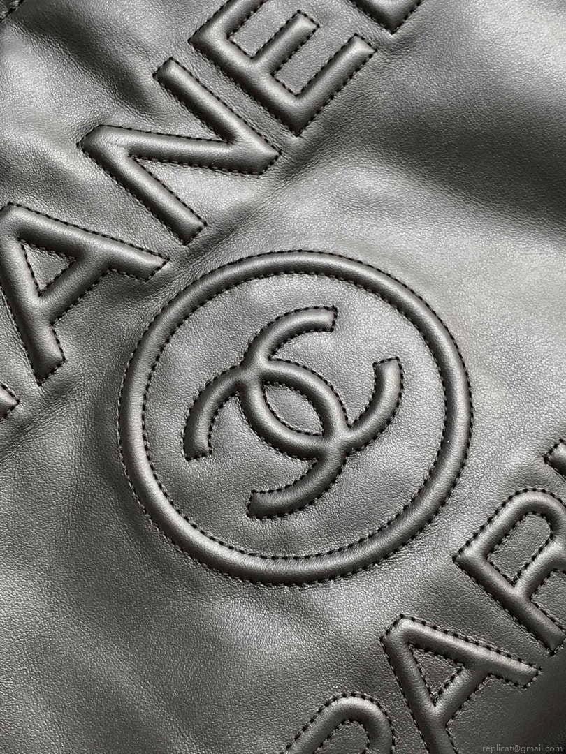 Chanel A66941 23B Large Shopping Bag Black Calfskin