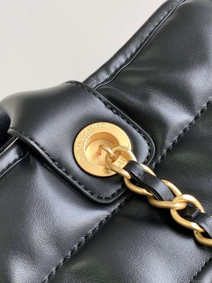 Chanel A66941 23B Large Shopping Bag Black Calfskin