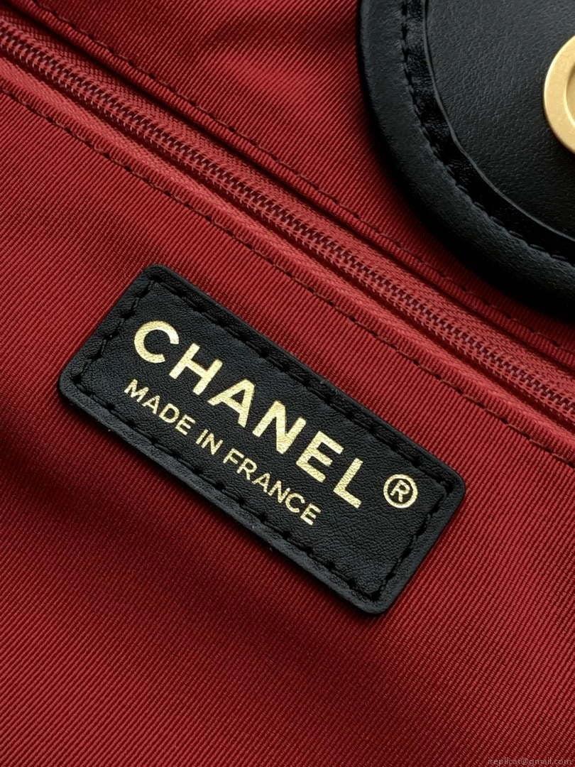 Chanel A66941 23B Large Shopping Bag Black Calfskin