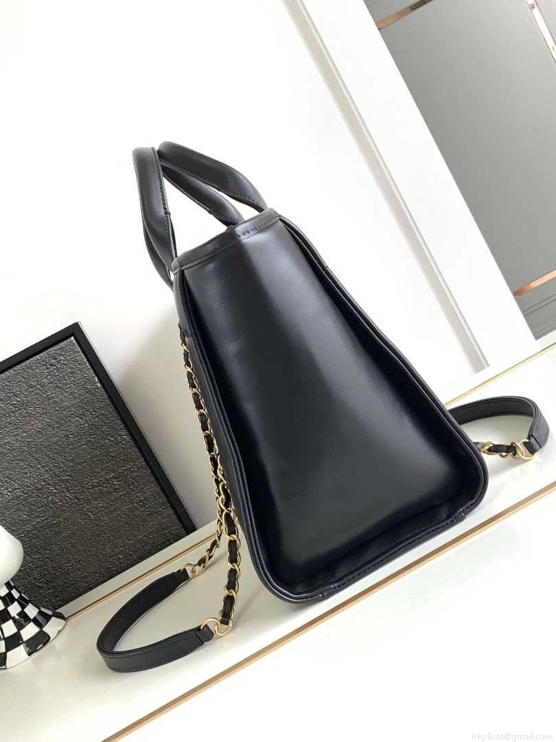 Chanel A66941 23B Small SShopping Bag Black Calfskin