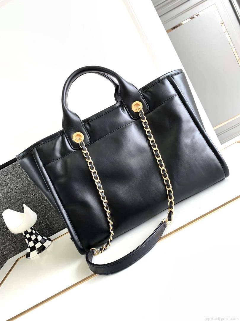 Chanel A66941 23B Small SShopping Bag Black Calfskin