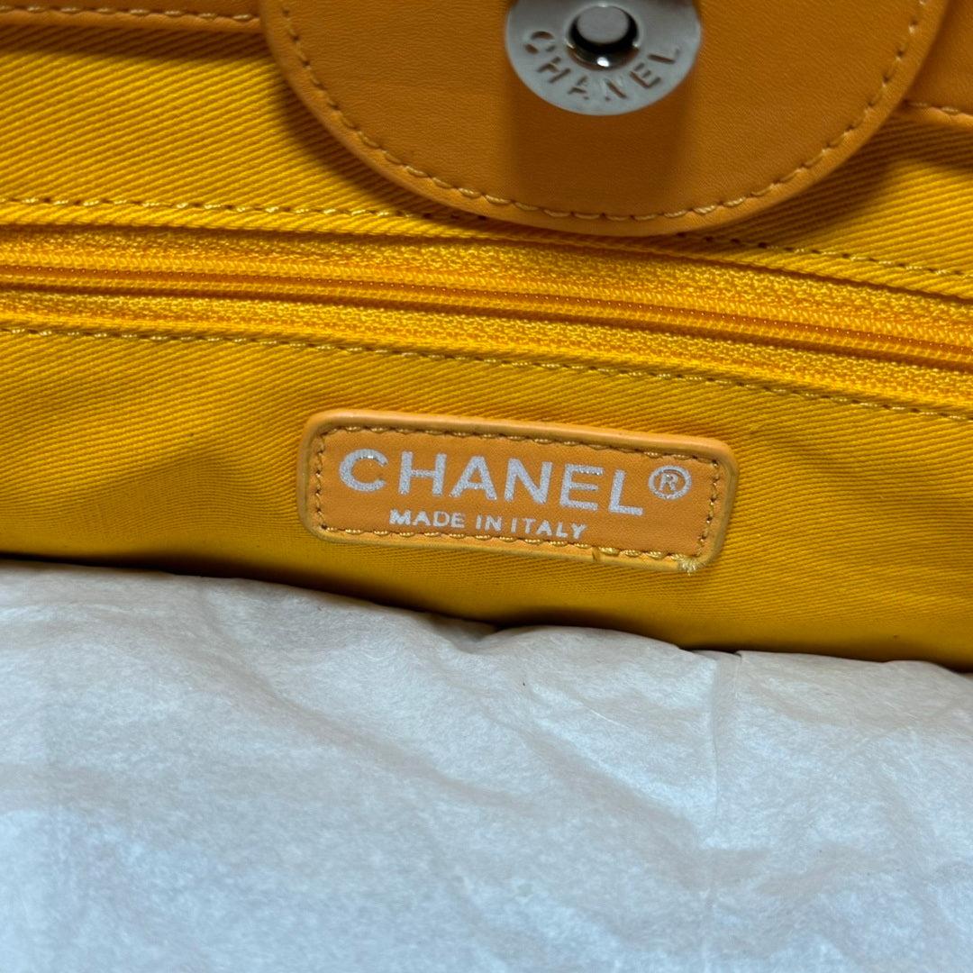 Chanel AS3351 Shopping Bag Shaded Calfskin & Silver-Tone Metal Orange Coral & Pink