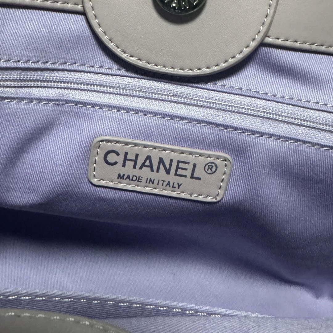 Chanel AS3351 Shopping Bag Shaded Calfskin & Silver-Tone Metal Purple & Light Pink