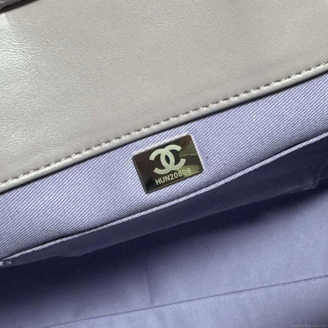 Chanel AS3351 Shopping Bag Shaded Calfskin & Silver-Tone Metal Purple & Light Pink