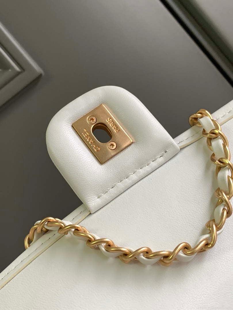 Chanel AS4773 Flap bag Lace Patchwork & Gold-Tone Metal White & Multicolor