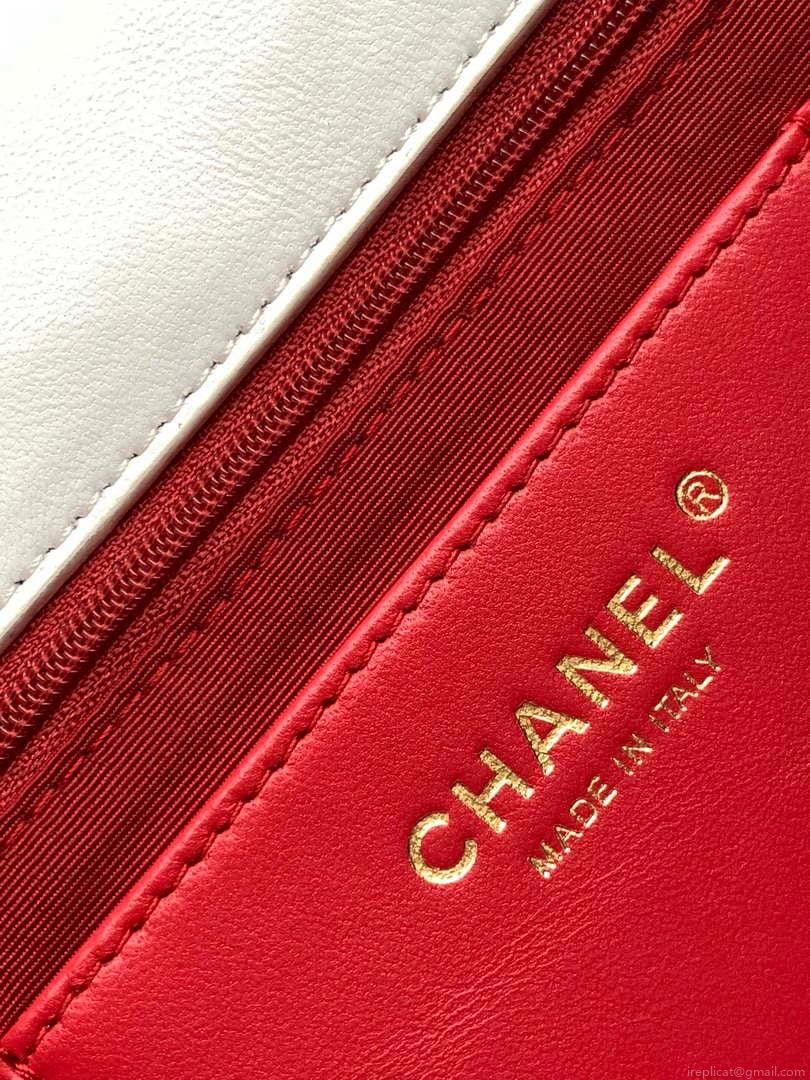 Chanel AS4773 Flap bag Lace Patchwork & Gold-Tone Metal White & Multicolor